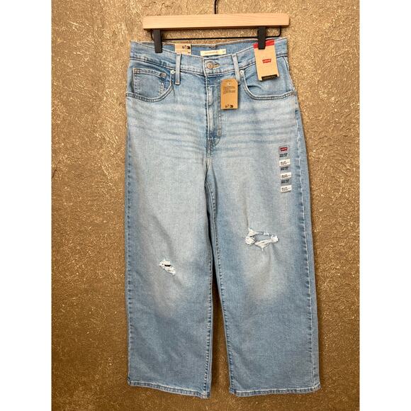 Levi Strauss Levi's High Rise Wide Leg Ankle Jeans Light Wash Denim Size 30 NEW - Picture 3 of 16